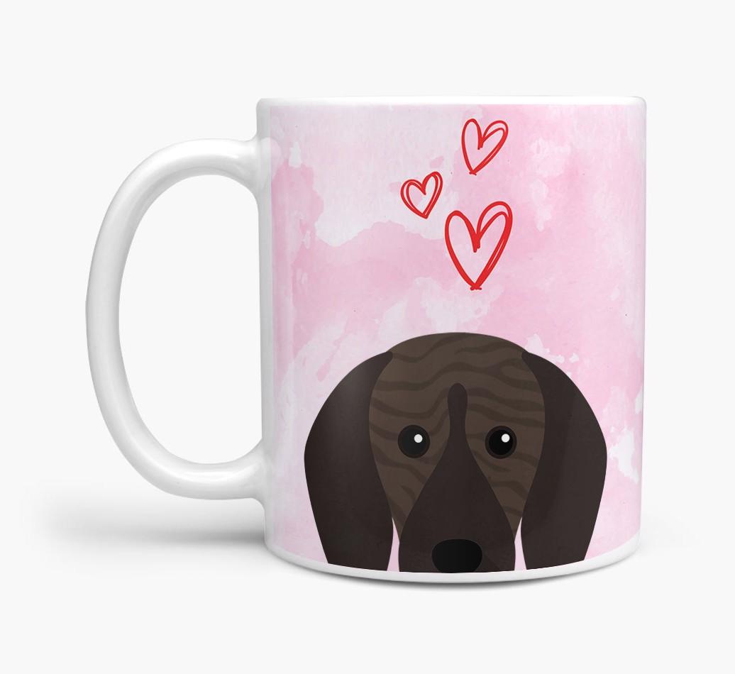 Peeking {breedFullName} Icon and Hearts Mug