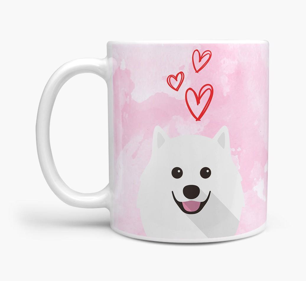 Peeking {breedFullName} Icon and Hearts Mug