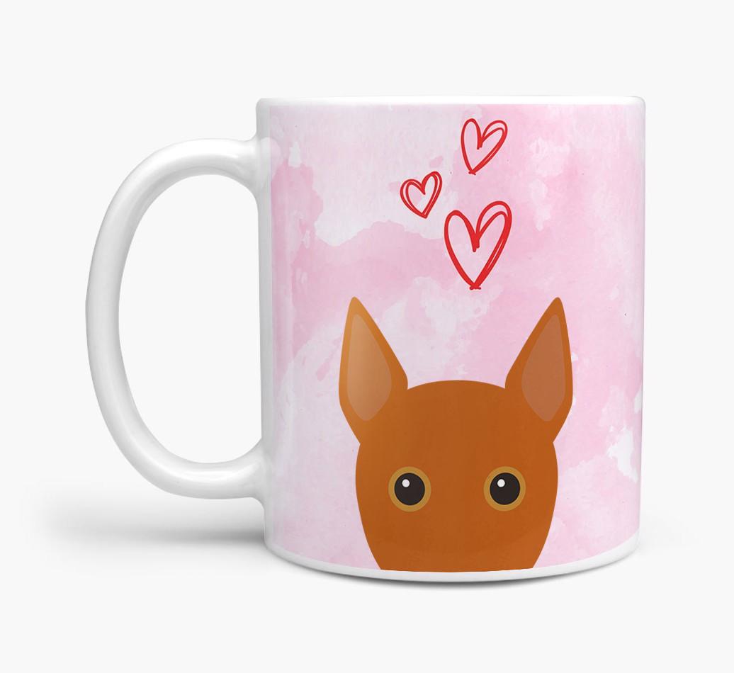 Peeking {breedFullName} Icon and Hearts Mug