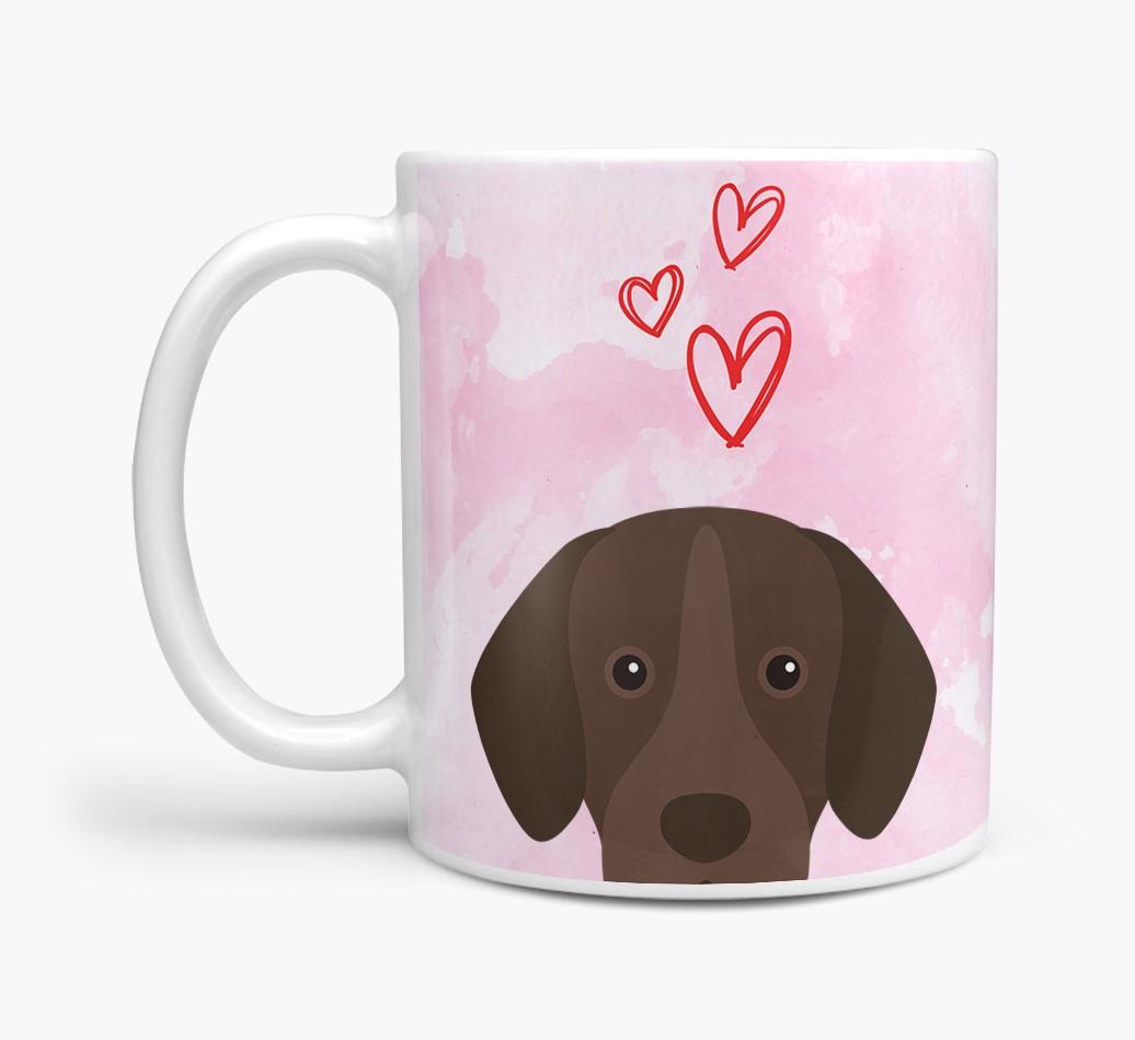 Peeking {breedFullName} Icon and Hearts Mug