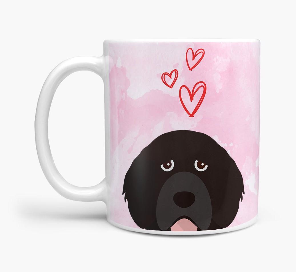 Peeking {breedFullName} Icon and Hearts Mug