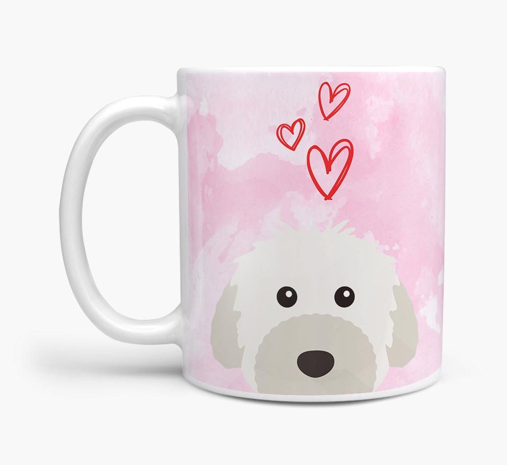Peeking {breedFullName} Icon and Hearts Mug