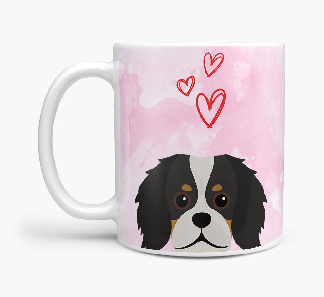 Peeking {breedFullName} Icon and Hearts Mug