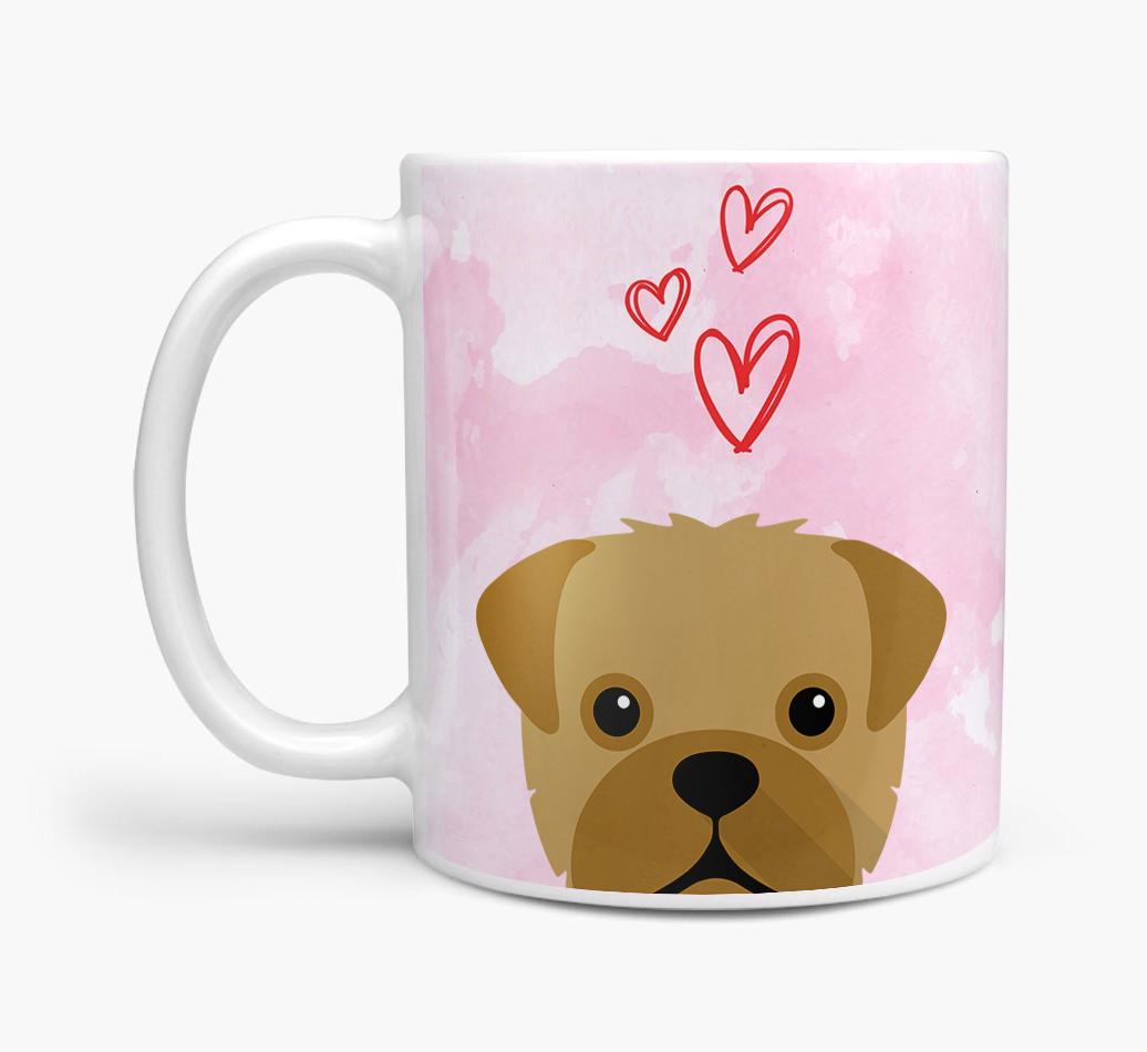 Peeking {breedFullName} Icon and Hearts Mug