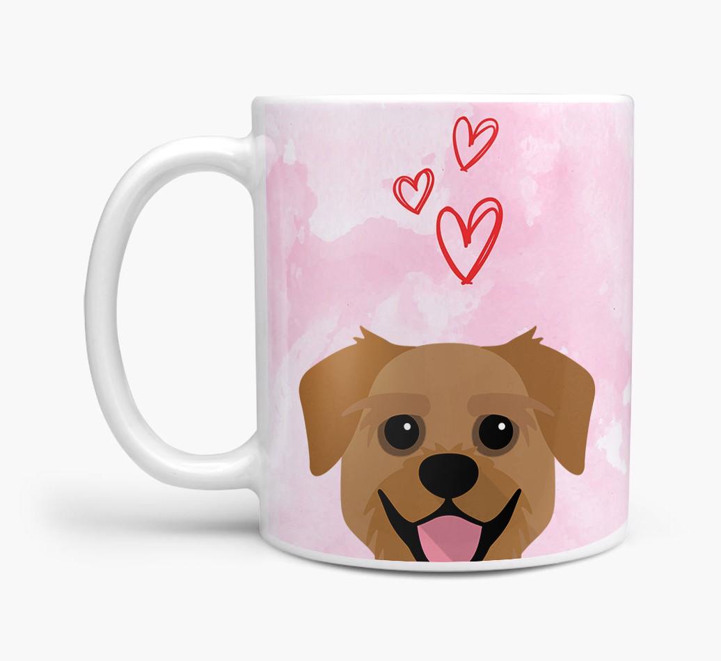 Peeking {breedFullName} Icon and Hearts Mug