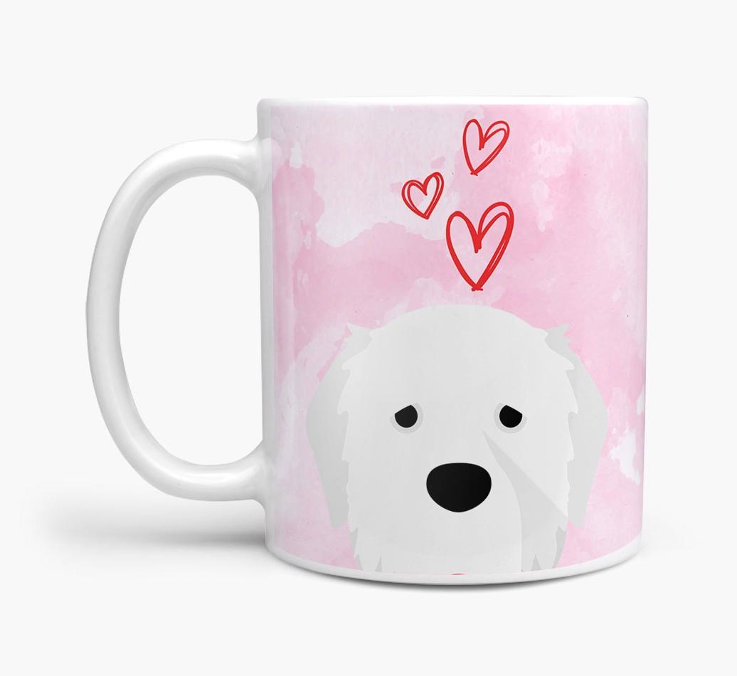 Peeking {breedFullName} Icon and Hearts Mug