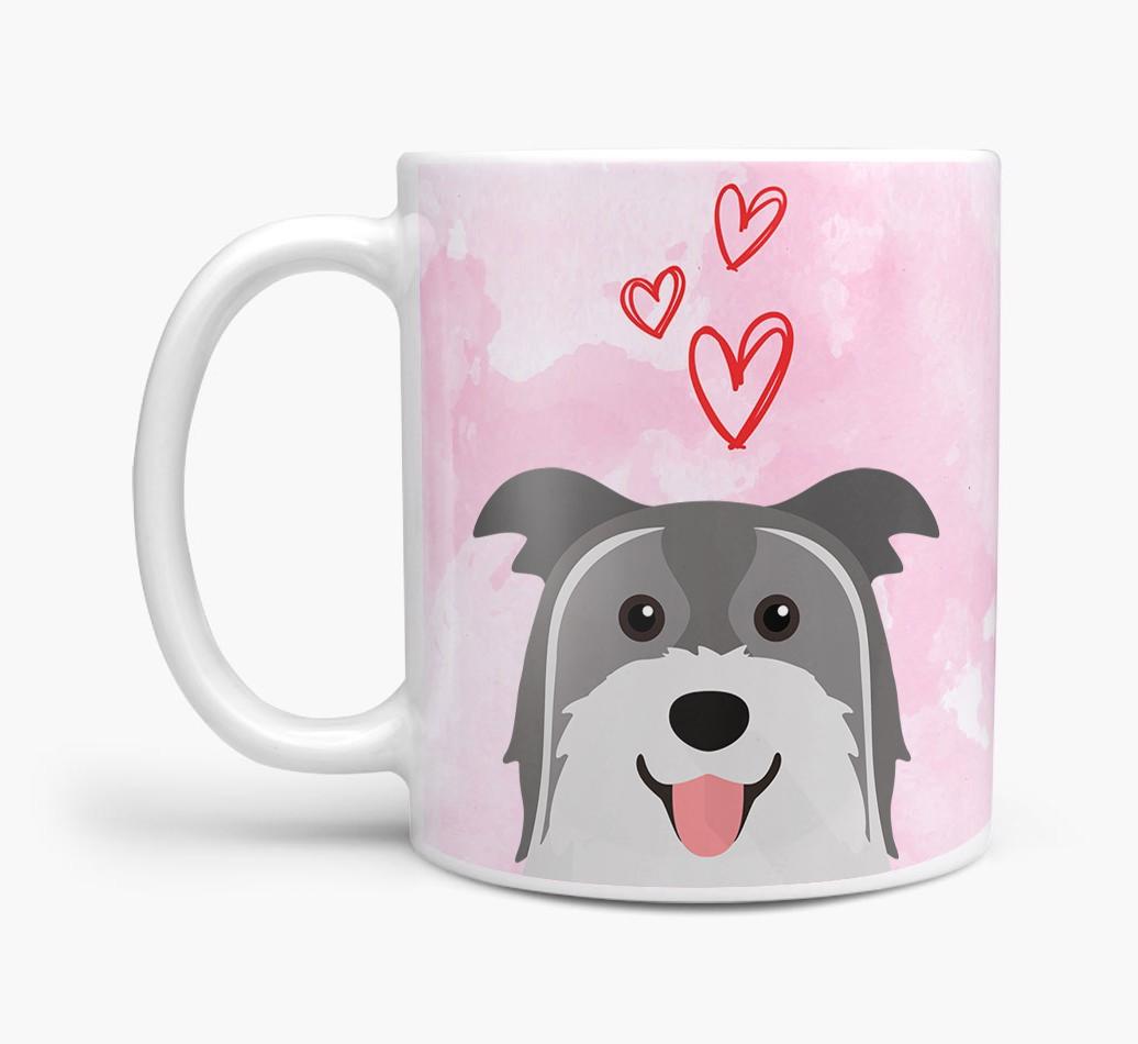 Peeking {breedFullName} Icon and Hearts Mug