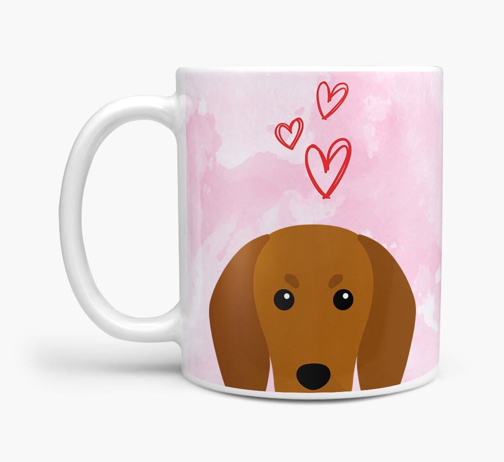 Peeking {breedFullName} Icon and Hearts Mug