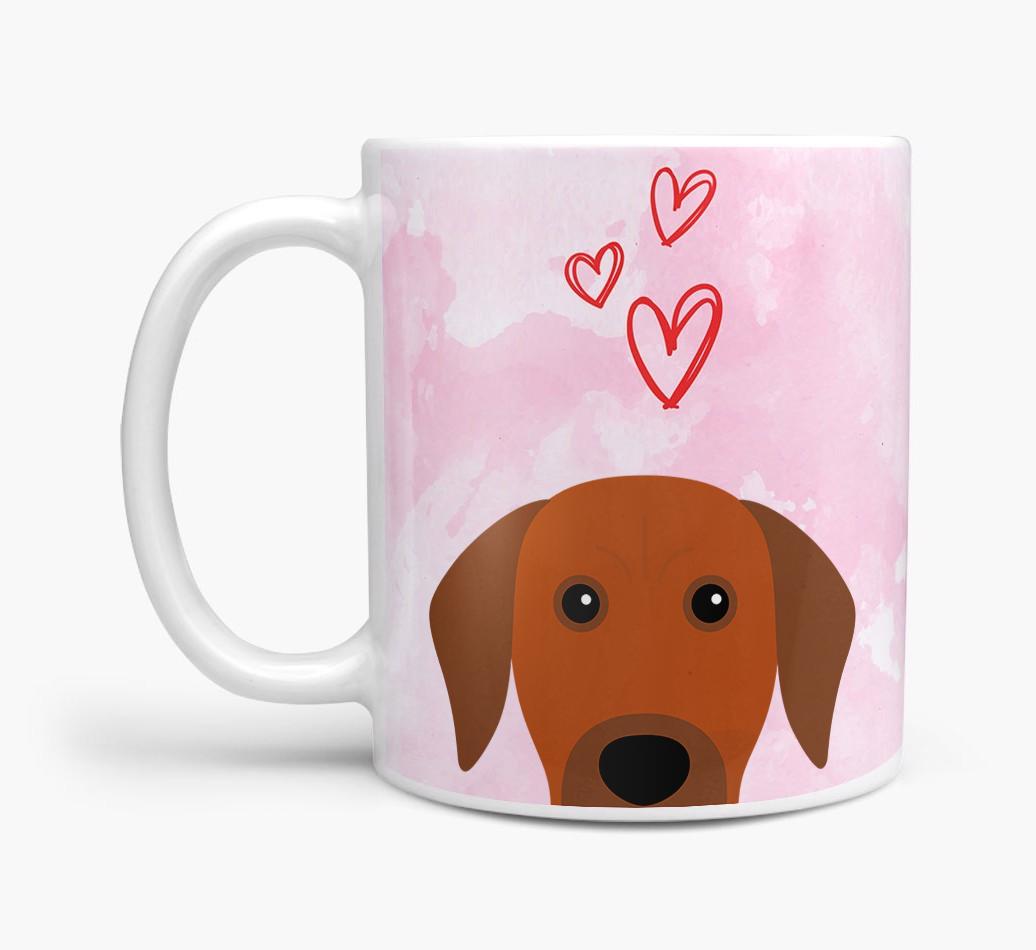 Peeking {breedFullName} Icon and Hearts Mug