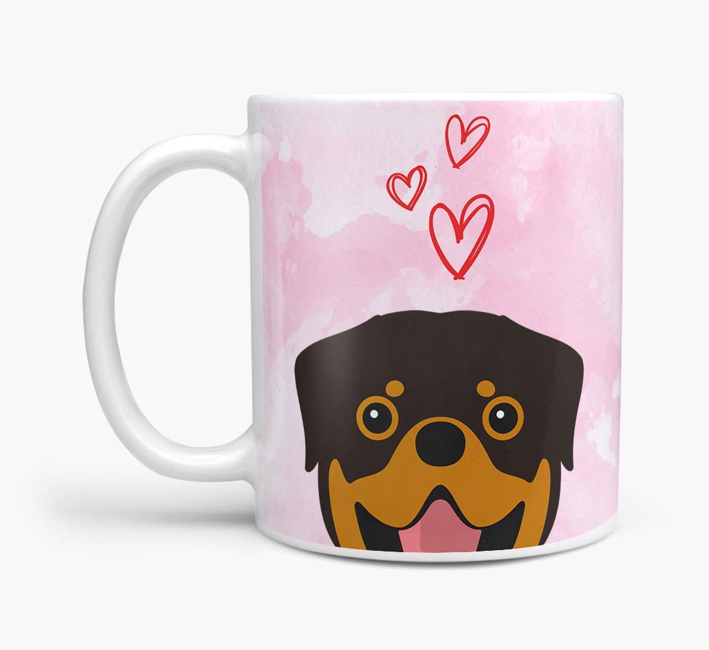 Peeking {breedFullName} Icon and Hearts Mug