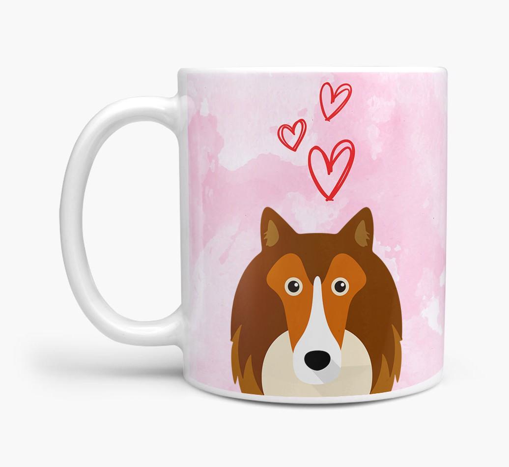 Peeking {breedFullName} Icon and Hearts Mug