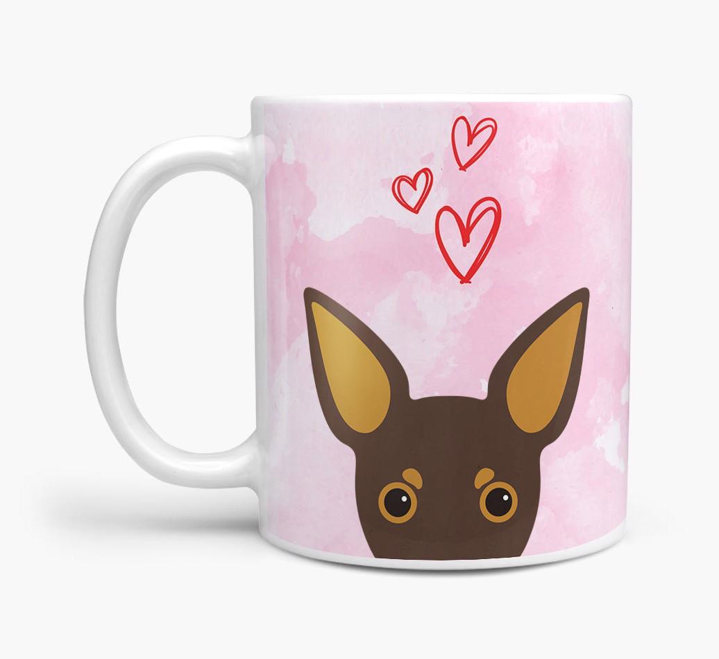 Peeking {breedFullName} Icon and Hearts Mug
