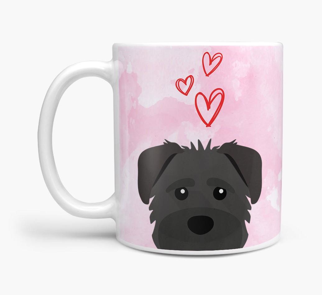 Peeking {breedFullName} Icon and Hearts Mug