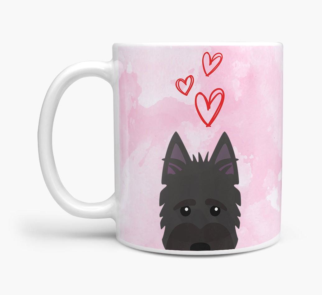 Peeking {breedFullName} Icon and Hearts Mug