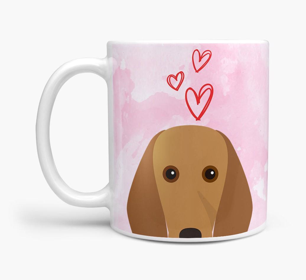 Peeking {breedFullName} Icon and Hearts Mug
