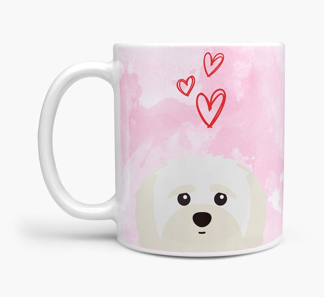 Peeking {breedFullName} Icon and Hearts Mug