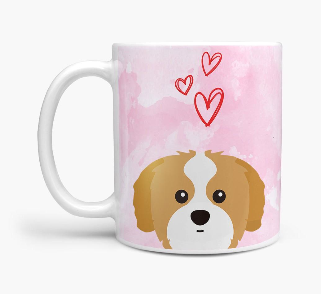 Peeking {breedFullName} Icon and Hearts Mug