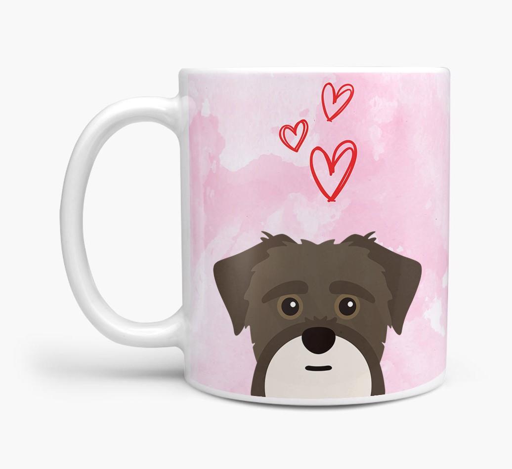 Peeking {breedFullName} Icon and Hearts Mug