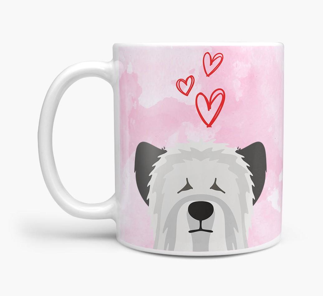 Peeking {breedFullName} Icon and Hearts Mug