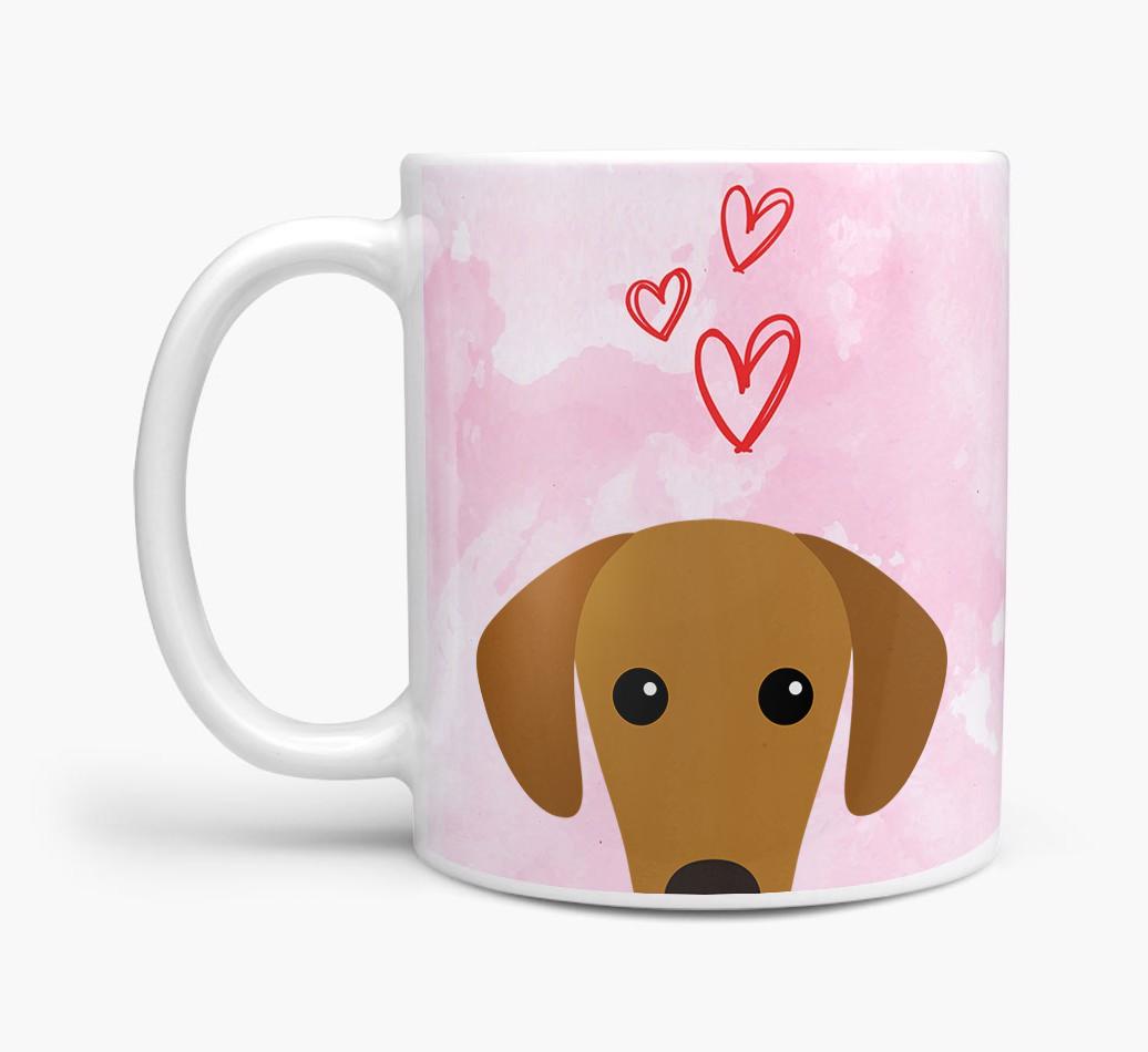 Peeking {breedFullName} Icon and Hearts Mug