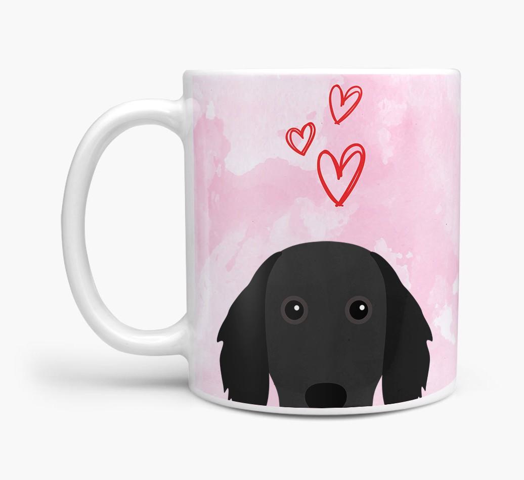 Peeking {breedFullName} Icon and Hearts Mug