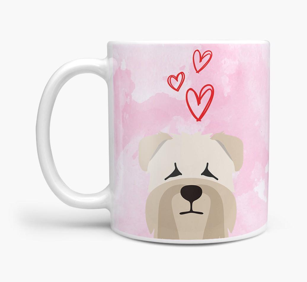 Peeking {breedFullName} Icon and Hearts Mug