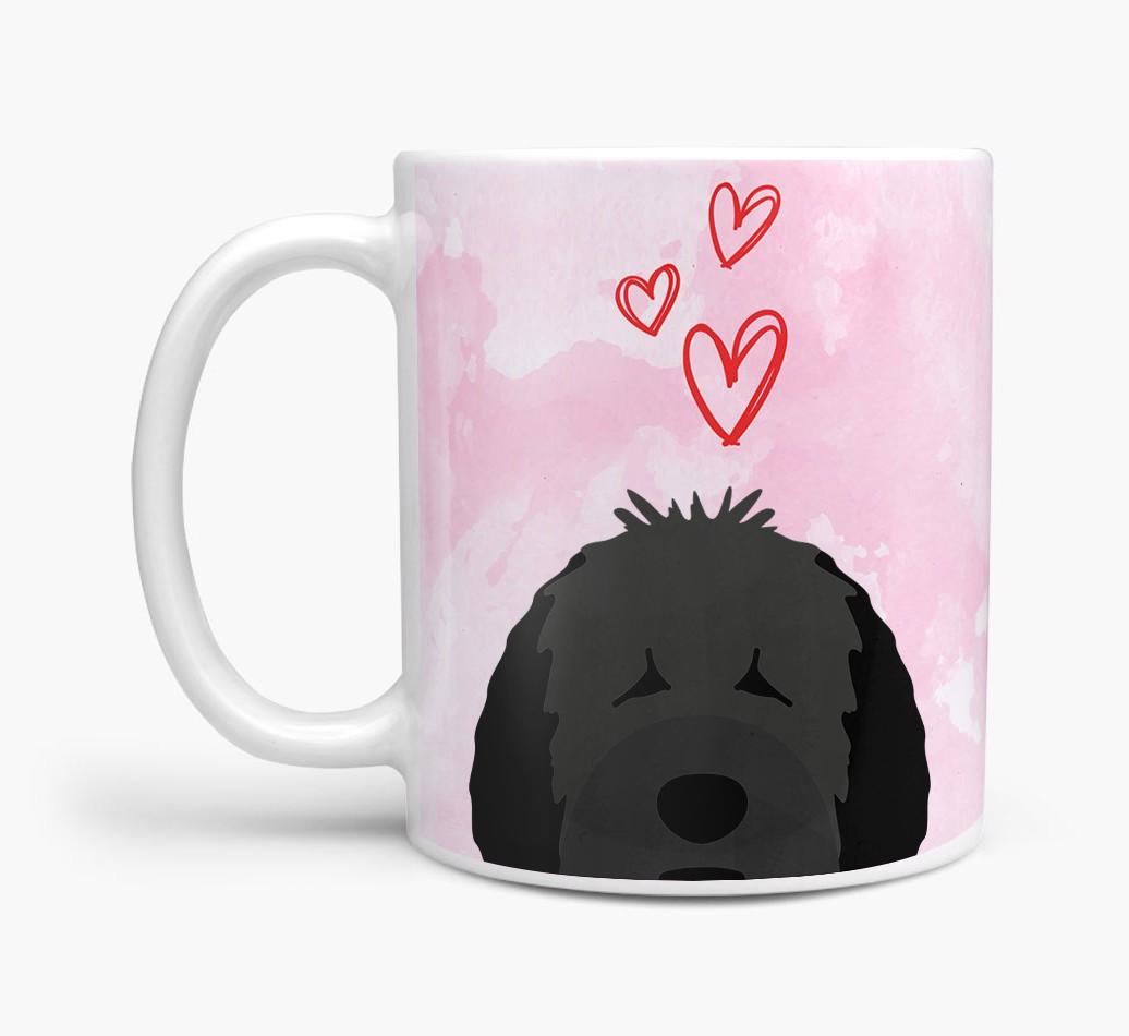 Peeking {breedFullName} Icon and Hearts Mug