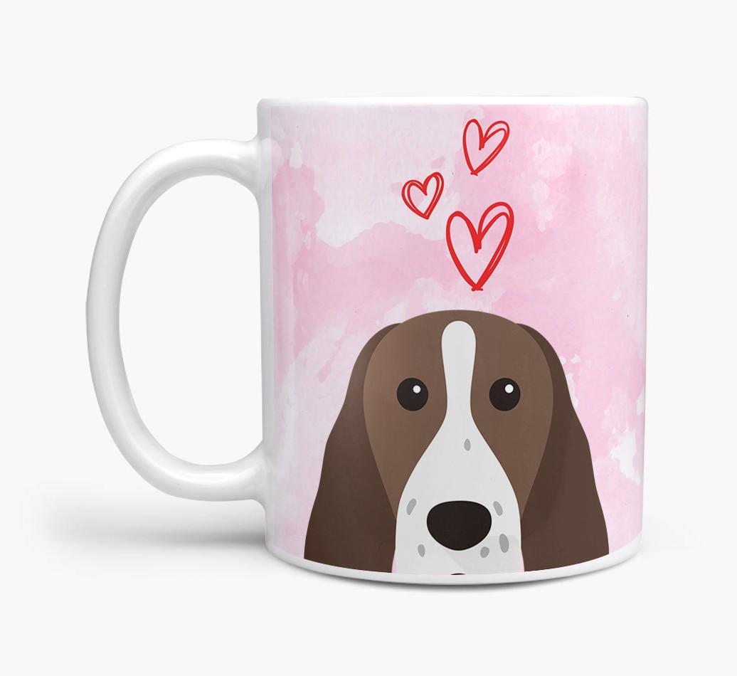 Peeking {breedFullName} Icon and Hearts Mug
