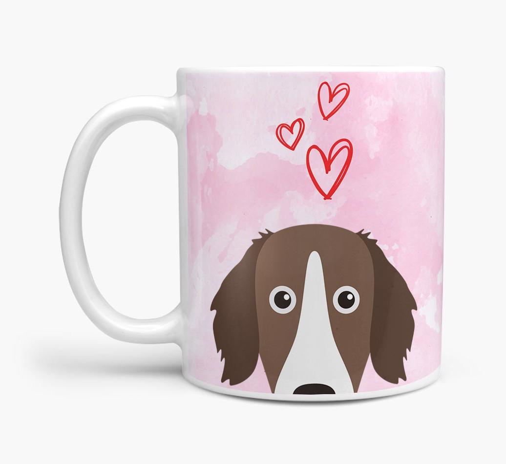 Peeking {breedFullName} Icon and Hearts Mug