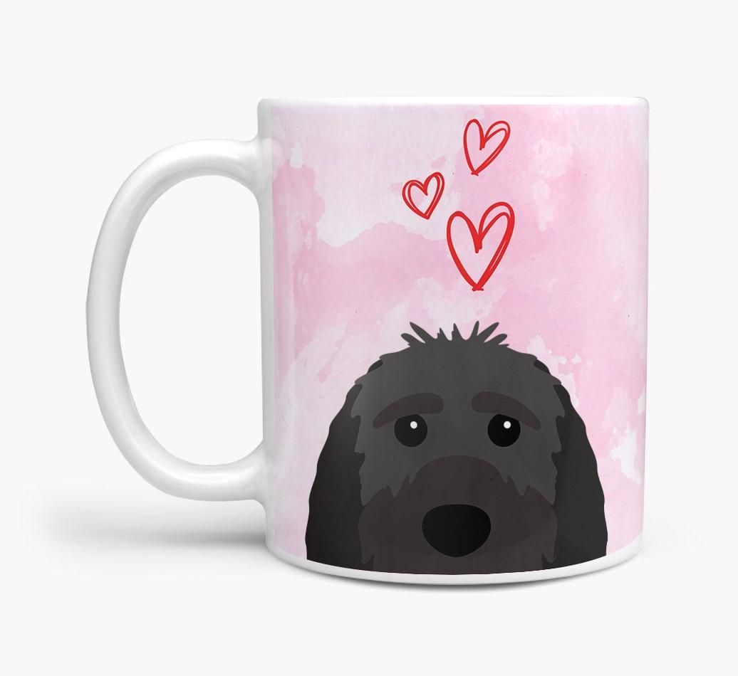 Peeking {breedFullName} Icon and Hearts Mug
