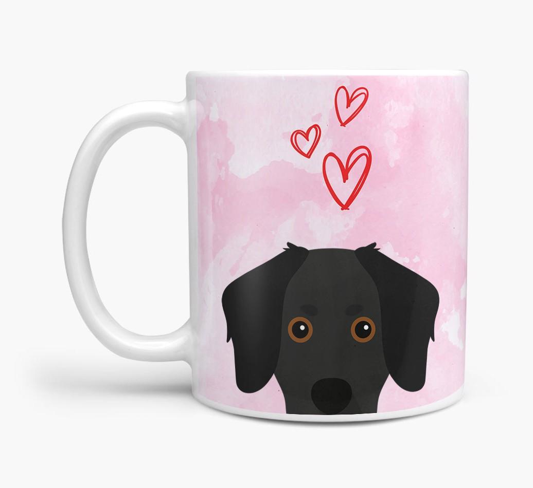 Peeking {breedFullName} Icon and Hearts Mug