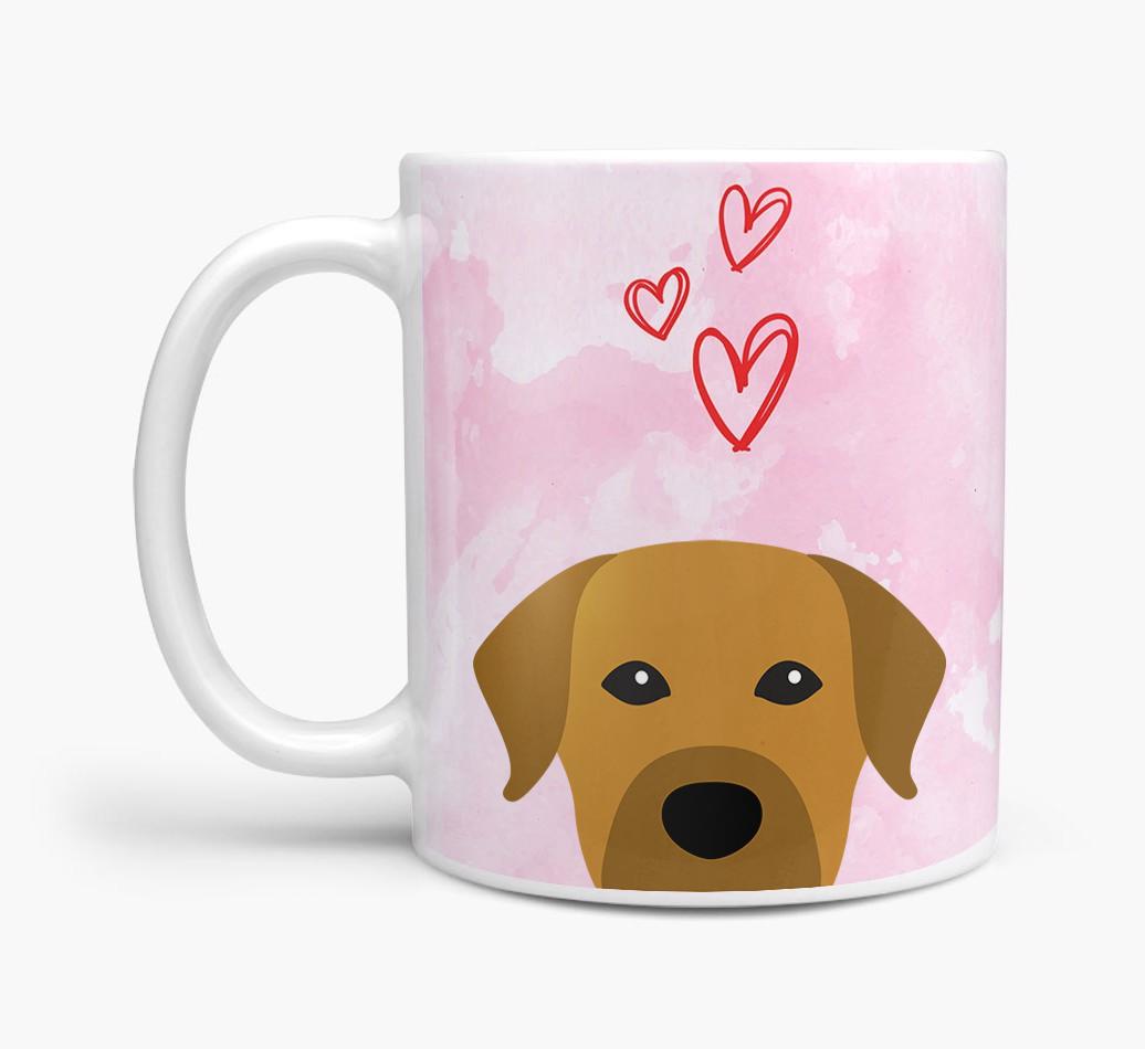 Peeking {breedFullName} Icon and Hearts Mug