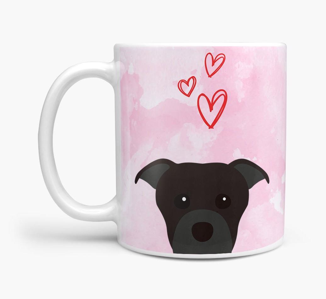 Peeking {breedFullName} Icon and Hearts Mug