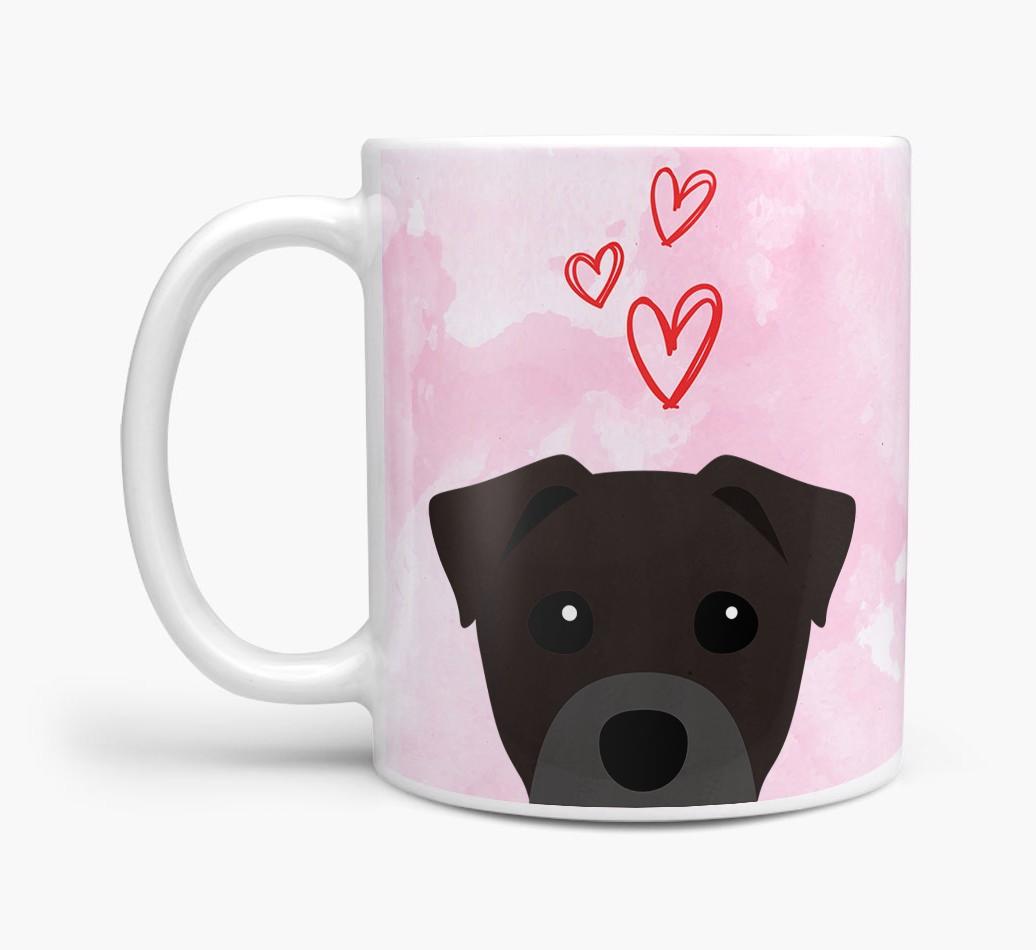 Peeking {breedFullName} Icon and Hearts Mug