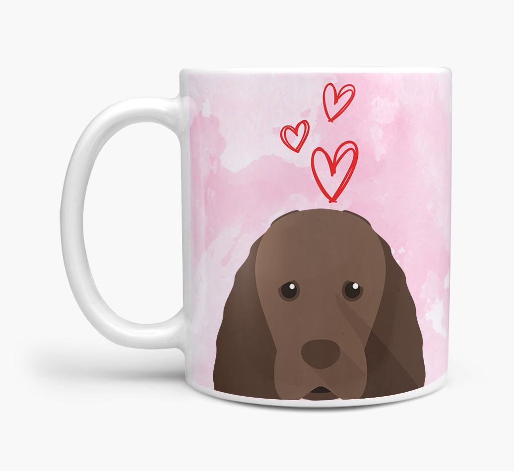 Peeking {breedFullName} Icon and Hearts Mug