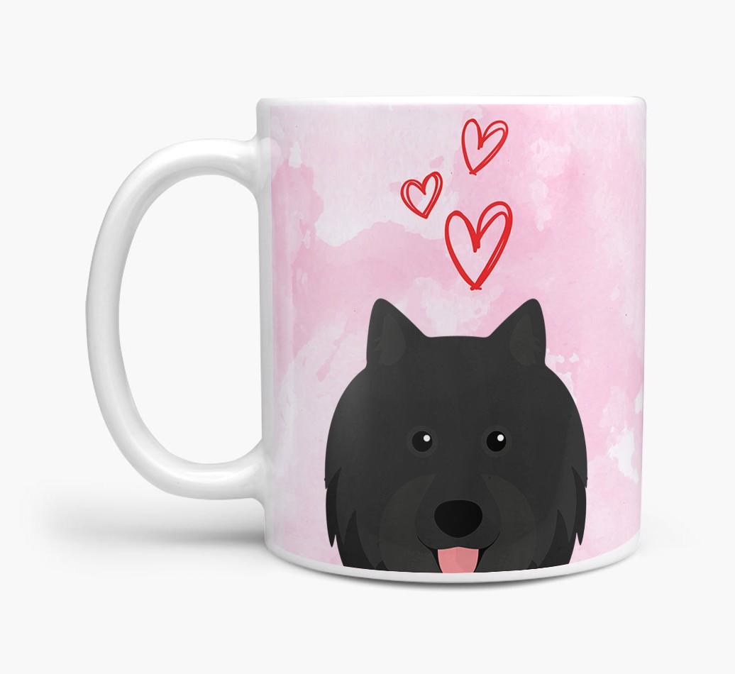 Peeking {breedFullName} Icon and Hearts Mug