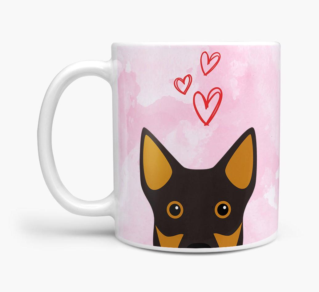 Peeking {breedFullName} Icon and Hearts Mug