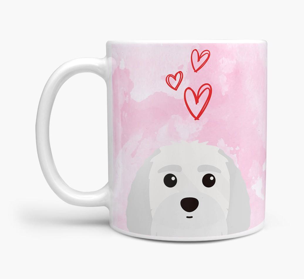 Peeking {breedFullName} Icon and Hearts Mug