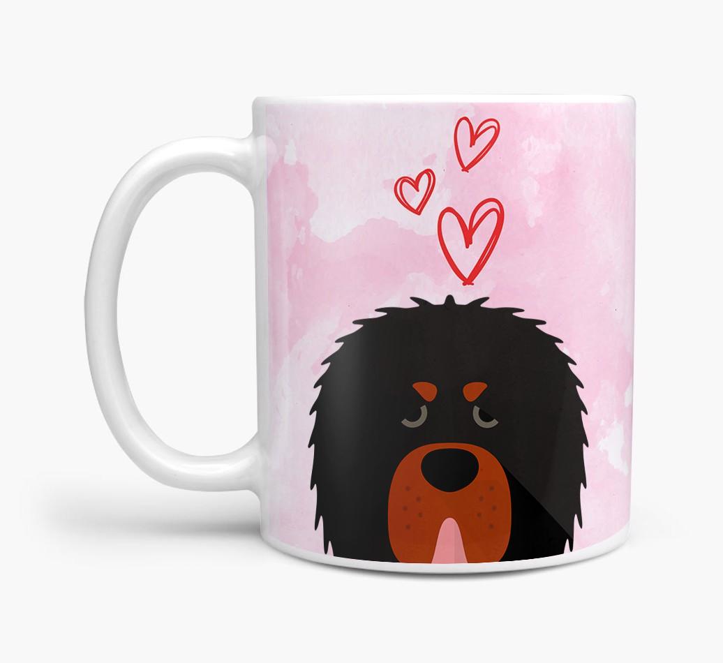 Peeking {breedFullName} Icon and Hearts Mug