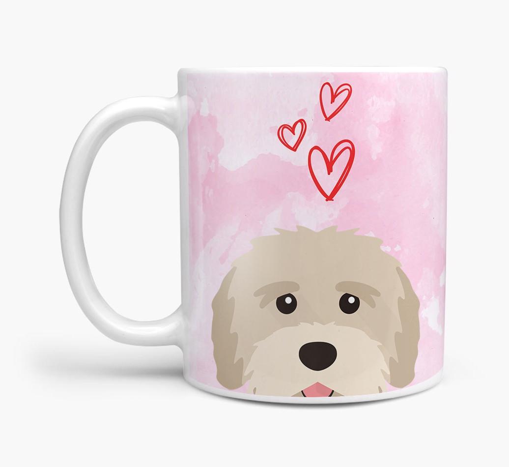 Peeking {breedFullName} Icon and Hearts Mug