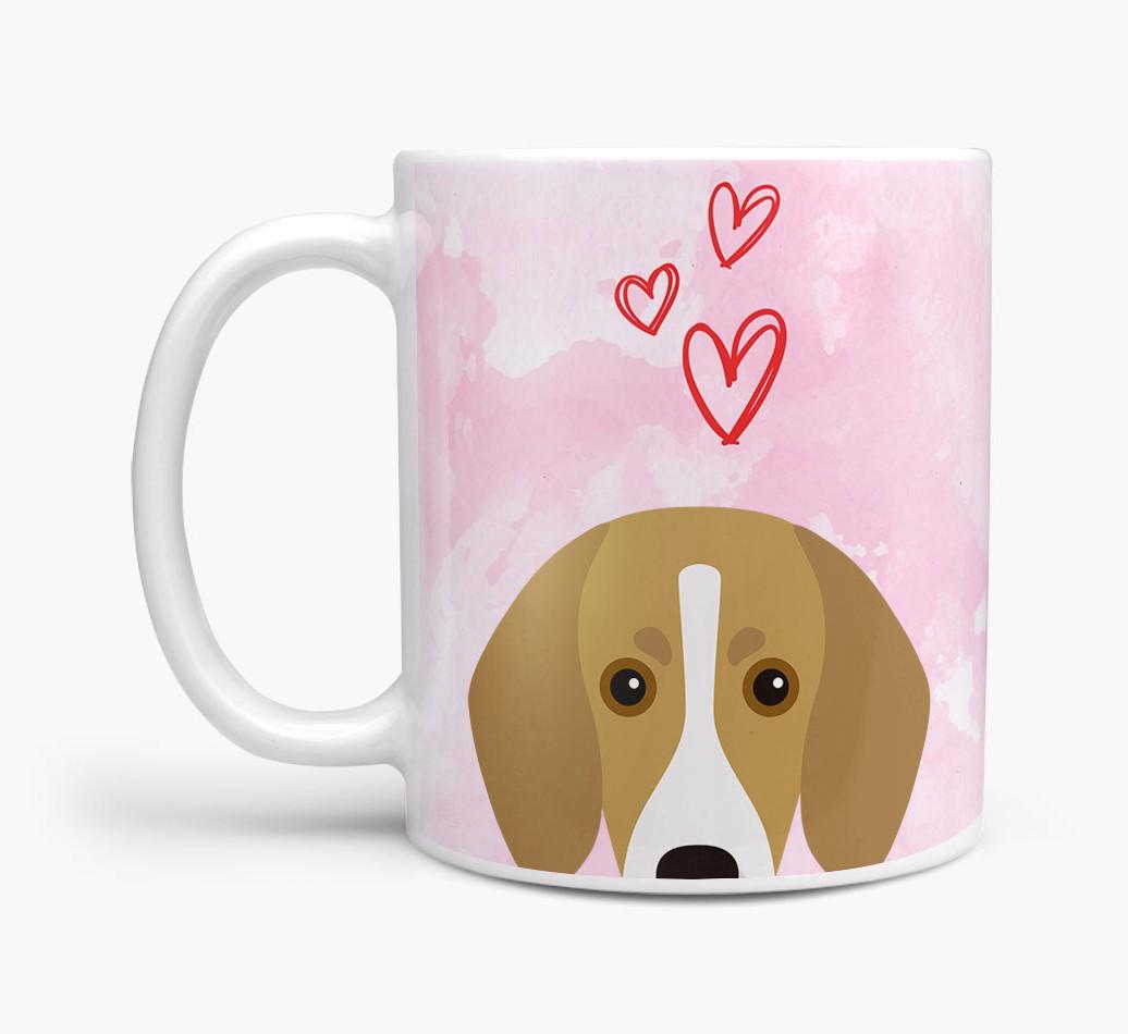 Peeking {breedFullName} Icon and Hearts Mug