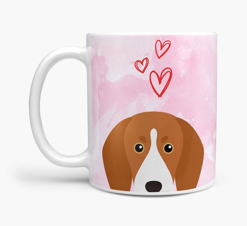 Peeking {breedFullName} Icon and Hearts Mug
