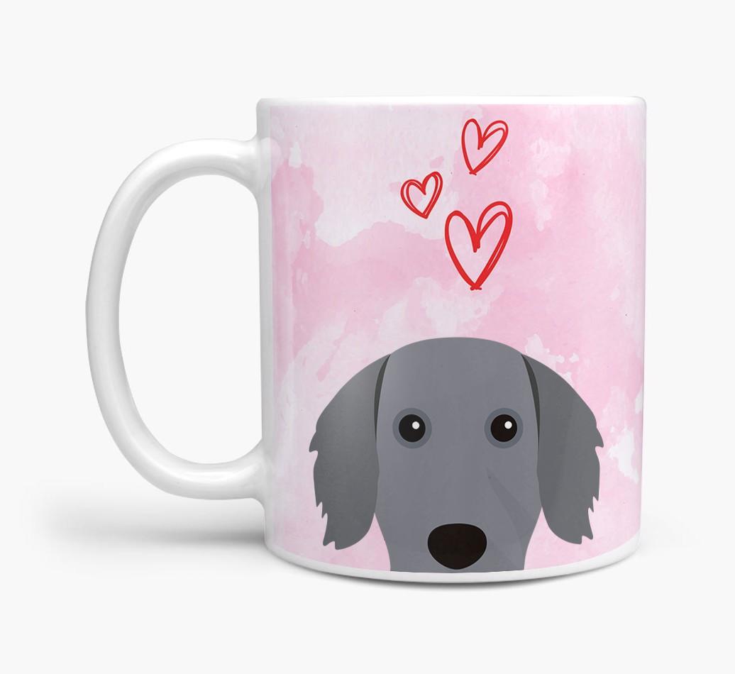 Peeking {breedFullName} Icon and Hearts Mug