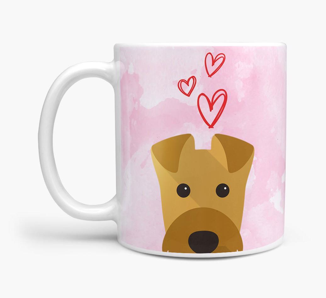 Peeking {breedFullName} Icon and Hearts Mug