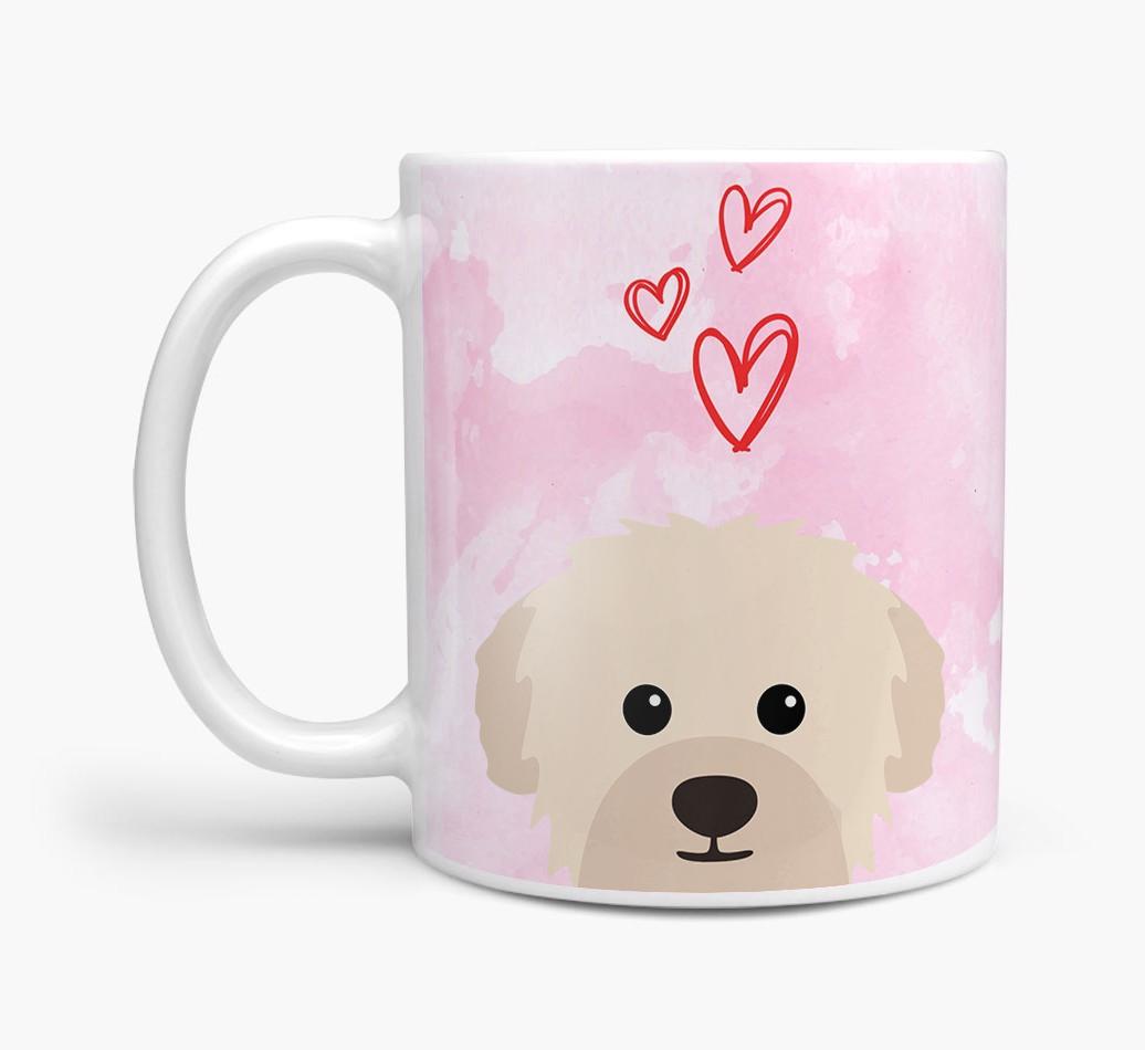 Peeking {breedFullName} Icon and Hearts Mug