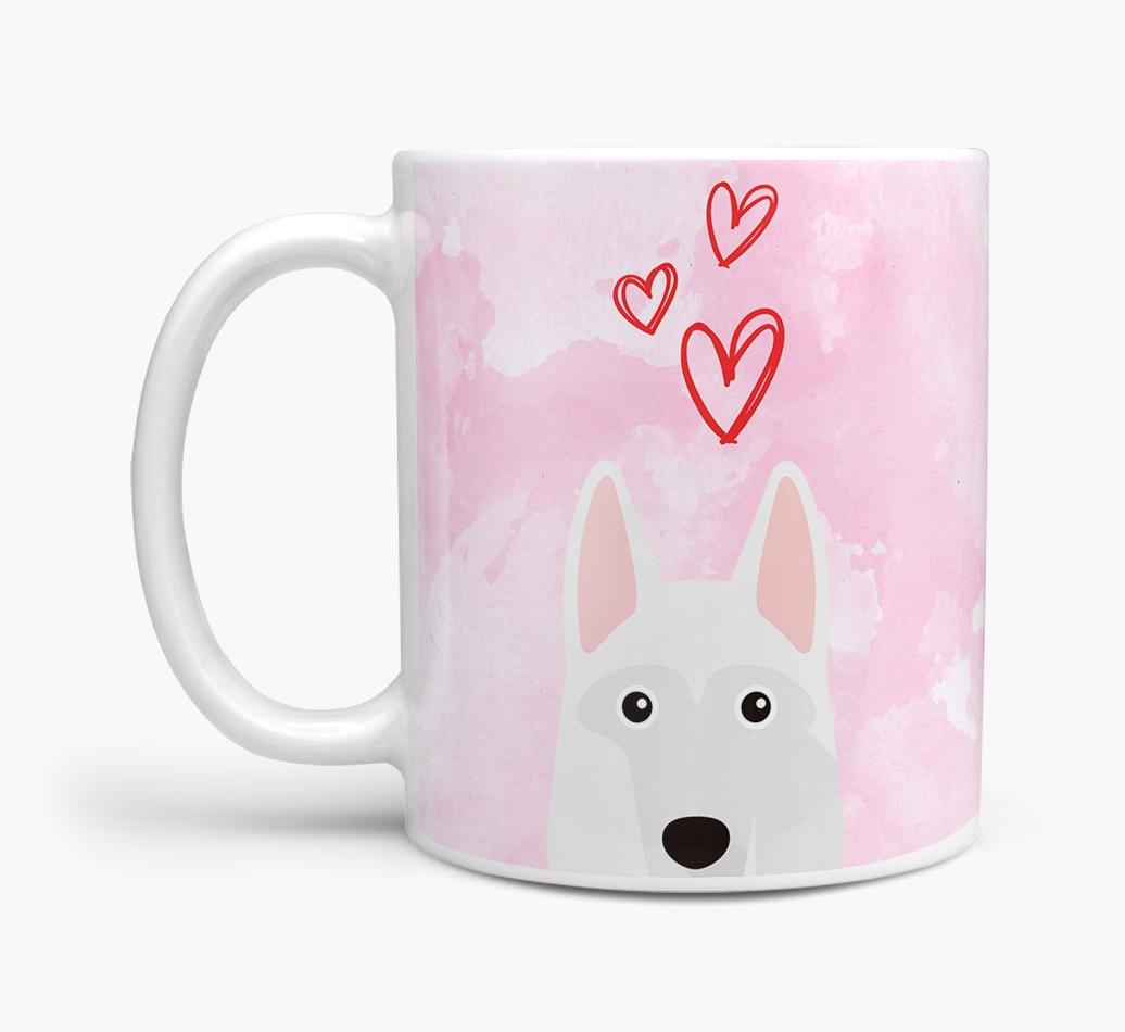 Peeking {breedFullName} Icon and Hearts Mug