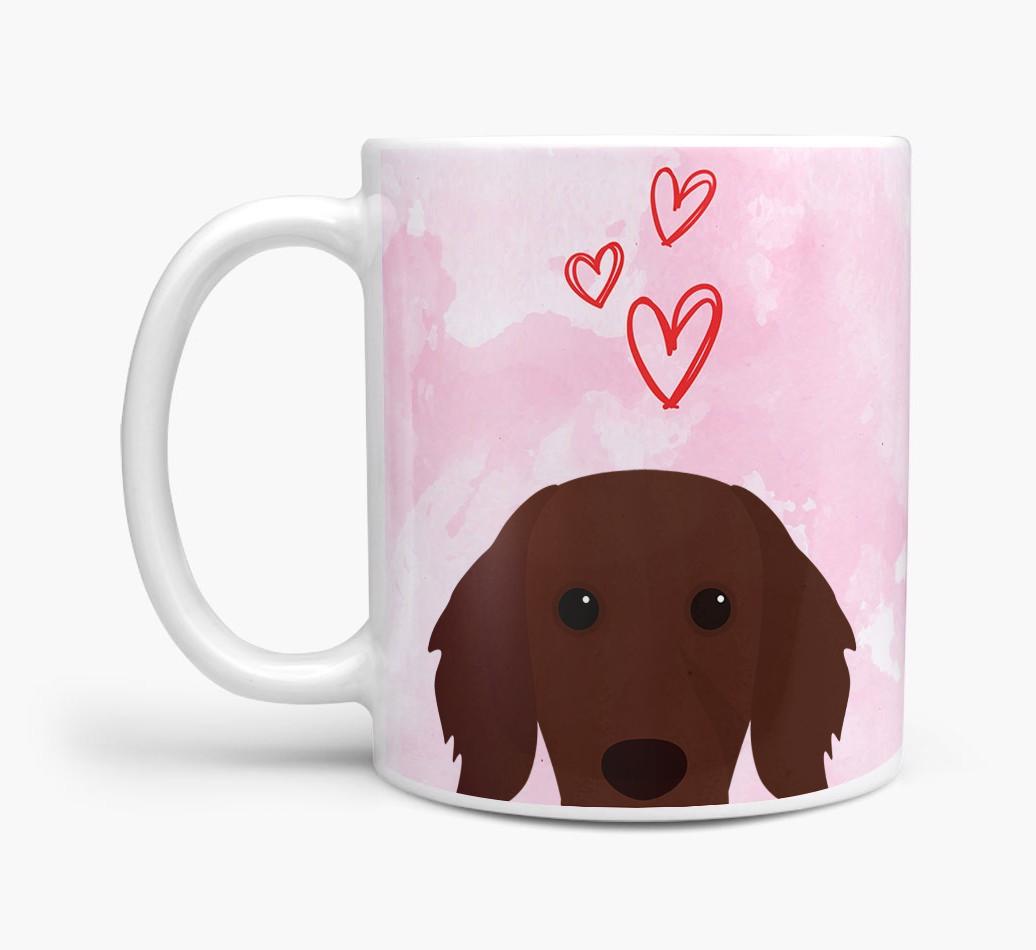 Peeking {breedFullName} Icon and Hearts Mug