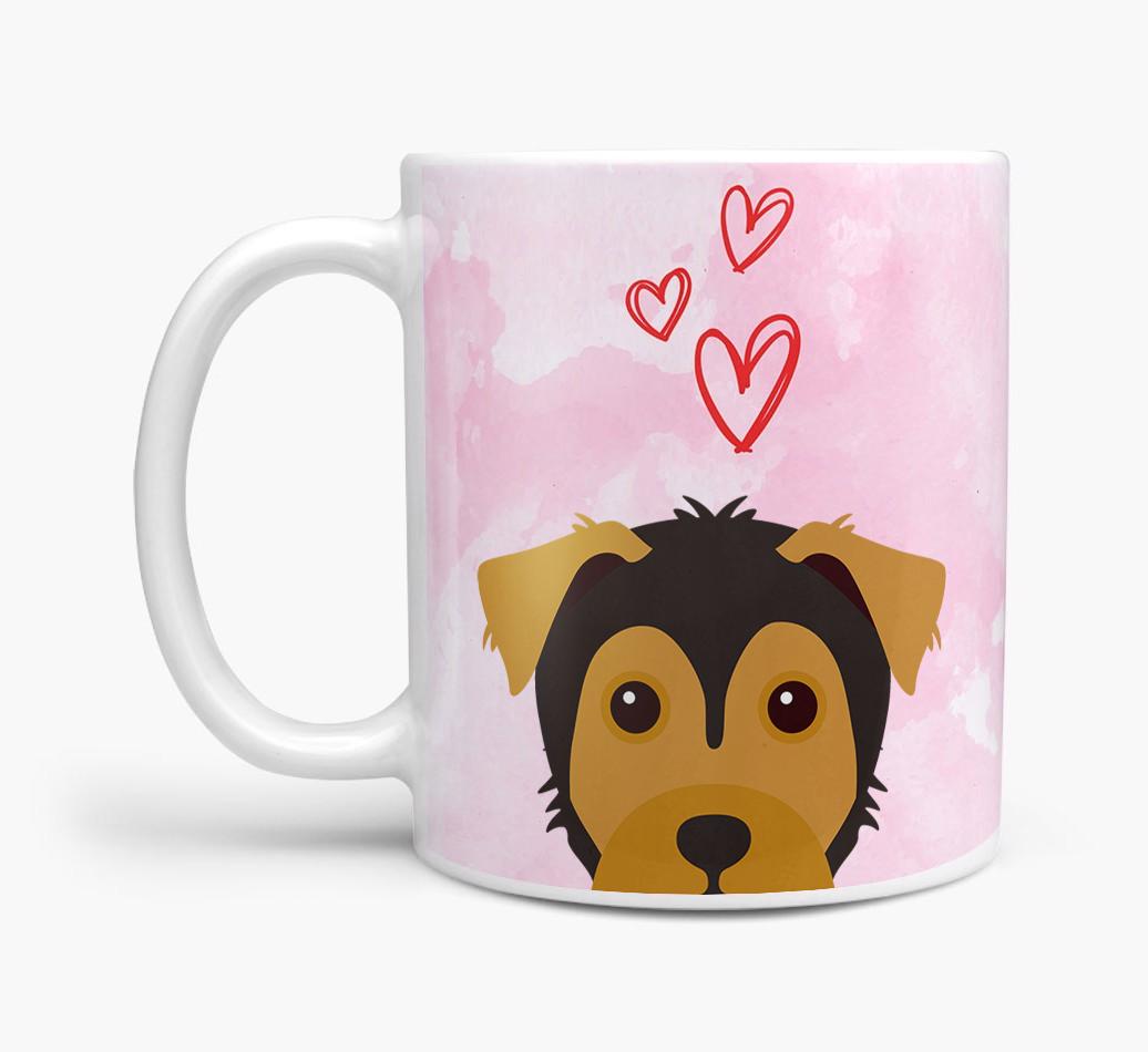 Peeking {breedFullName} Icon and Hearts Mug