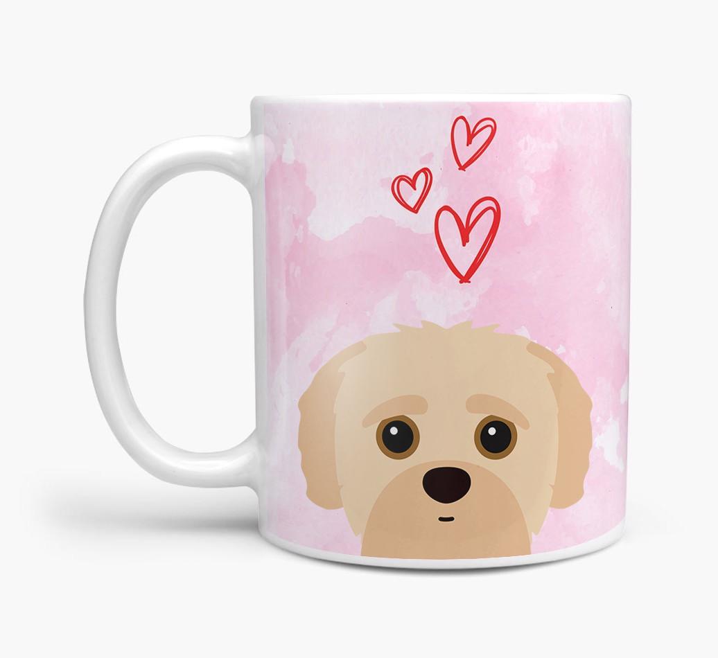 Peeking {breedFullName} Icon and Hearts Mug