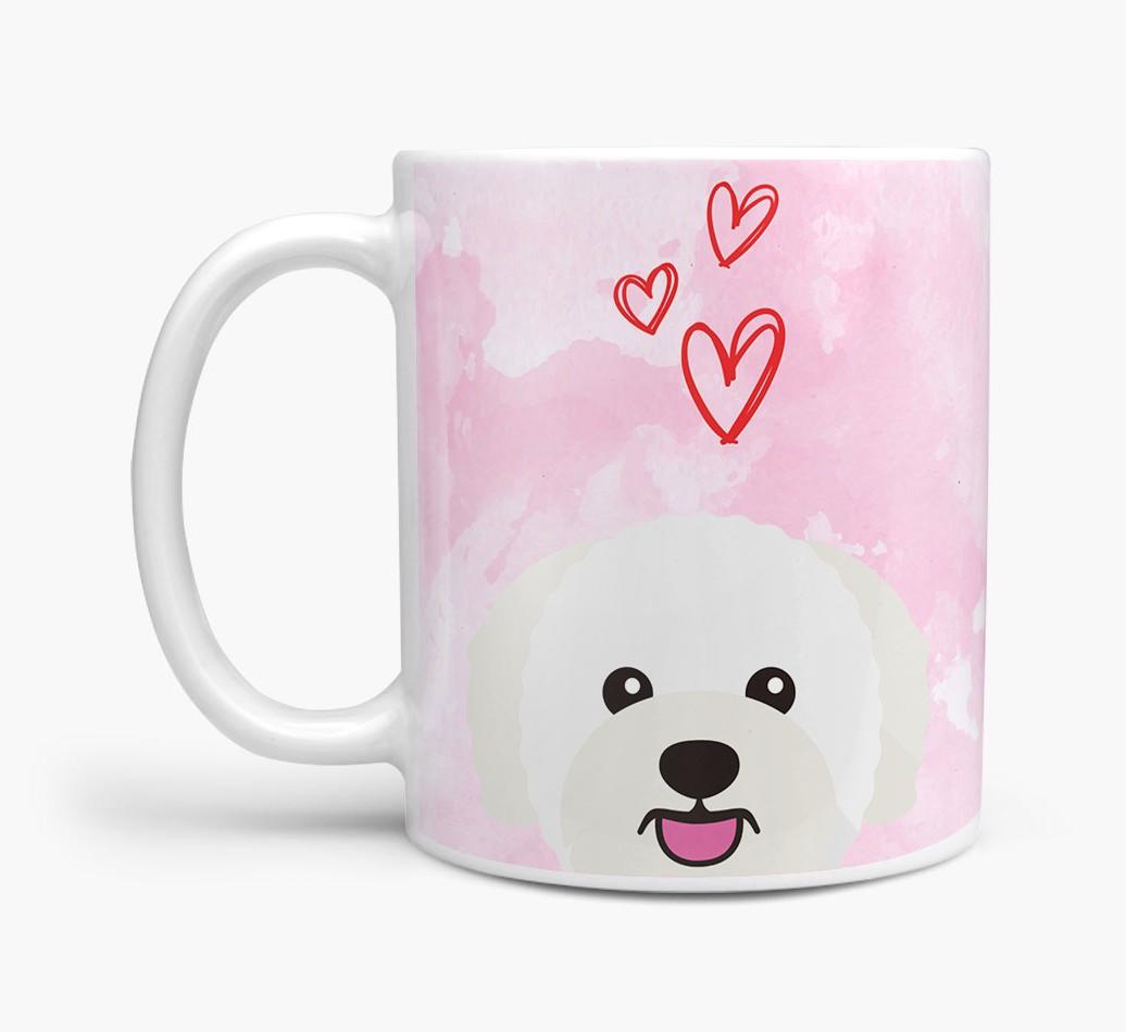Peeking {breedFullName} Icon and Hearts Mug